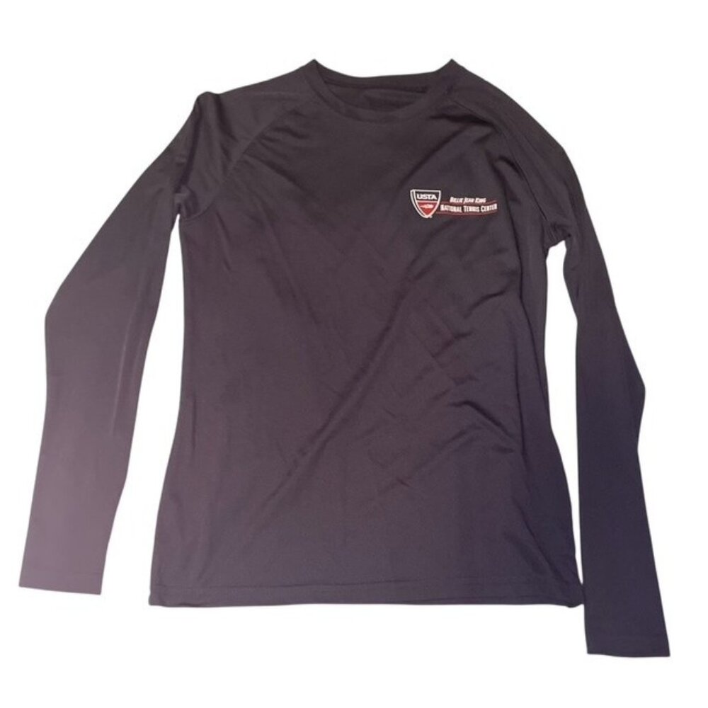 USTA Billie Jean King Tennis Center Long Sleeve Performance Top XS Navy Women